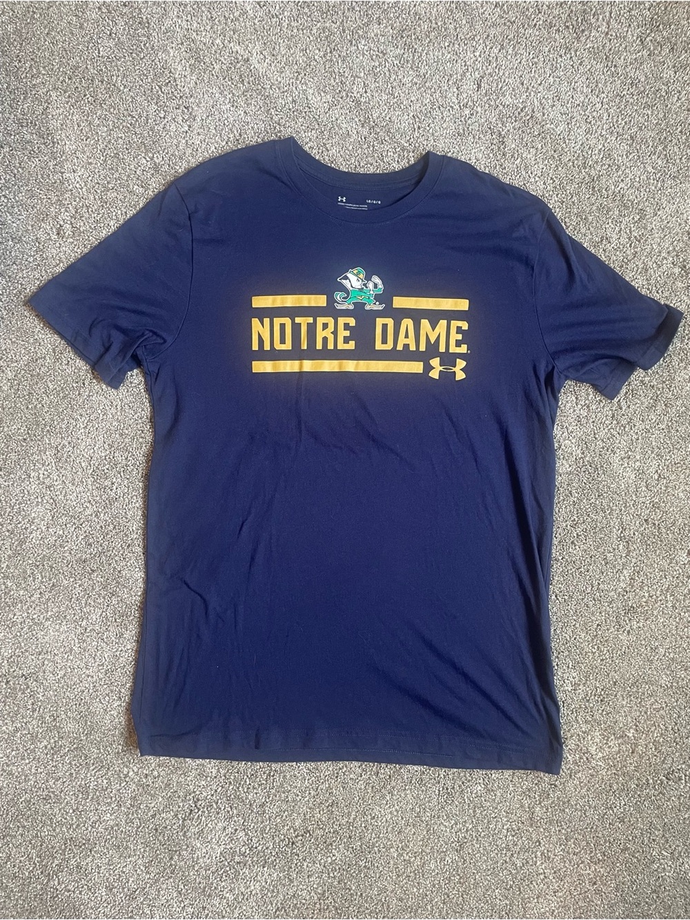 Under Armour Navy and Gold Notre Dame Graphic Tee Size Large